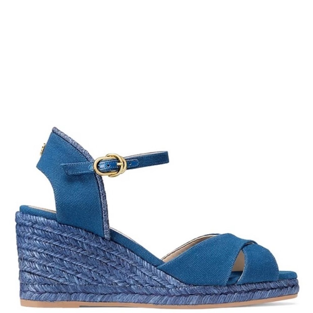 Stuart Weitzman Blue Wedge Sandals